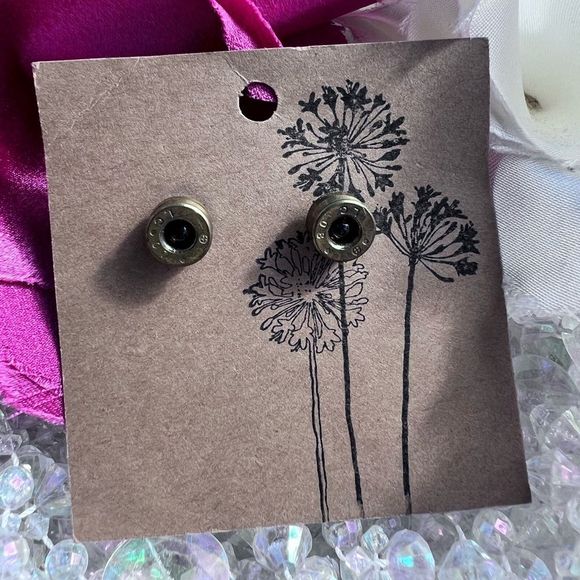 Rich McCoy Unique Handmade Upcycled Brass Bullet
Casing Earrings Garnet Jeweled - Picture 1 of 5